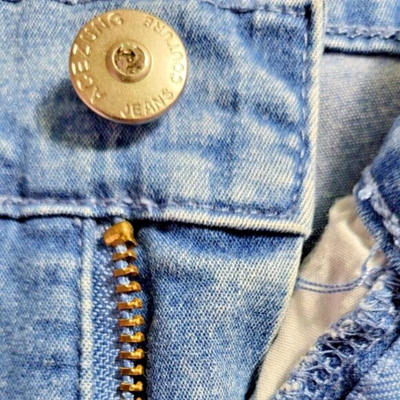 Acezung Women's Jeans Size 12 Capri Flap Pouch Pockets Medium Wash - Picture 8 of 14